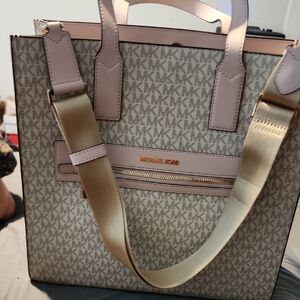 Michael Kors Monogram Beige and Pink Tote